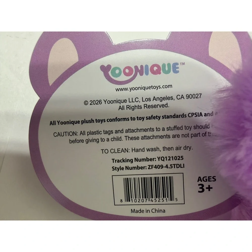 Yoonique PurplePink Ombre Plush Keychain Bear Hooded Character ZF409-4.5TDLI NEW